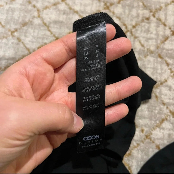 Asos Bodysuit Turtleneck Mock Neck Black Women's Long Sleeve Size 4 - Picture 7 of 8